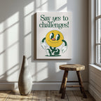 Yellow Smile Say Yes to Challenges - Framed Canvas Wall Art Print | House Prints
