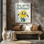 Yellow Smile Say Yes to Challenges - Framed Canvas Wall Art Print | House Prints