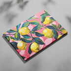 Tropical Lemon Garden in Pink - Framed Canvas Wall Art Print | House Prints