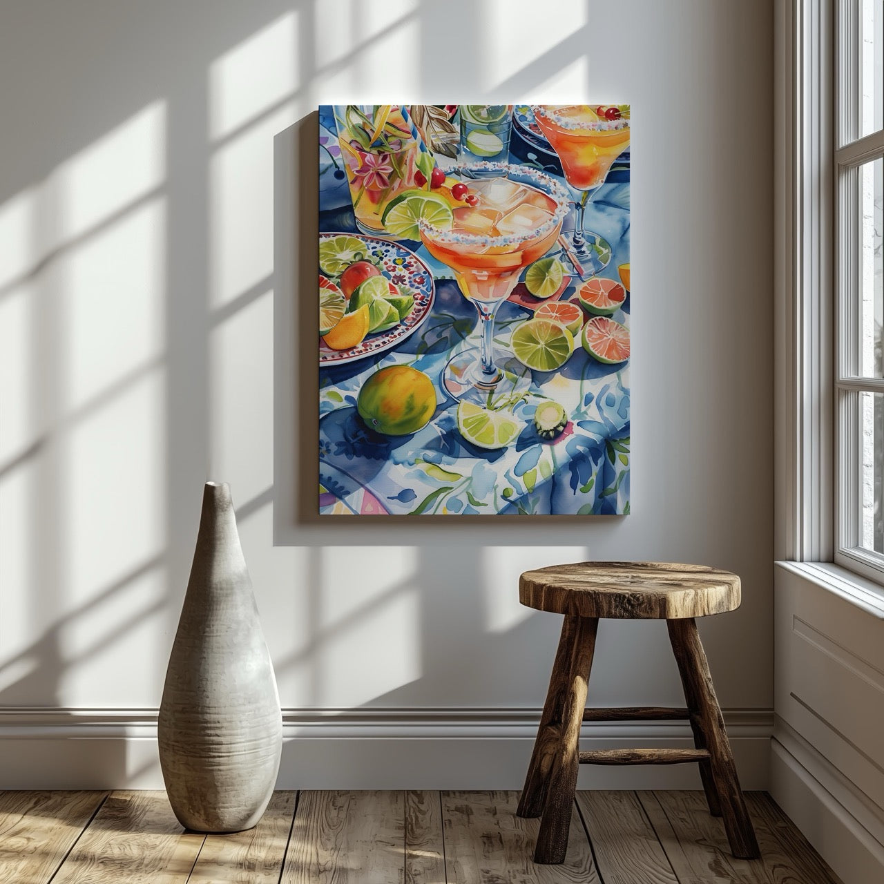 Tropical Sunshine Citrus Cocktail - Framed Canvas Wall Art Print - House Prints