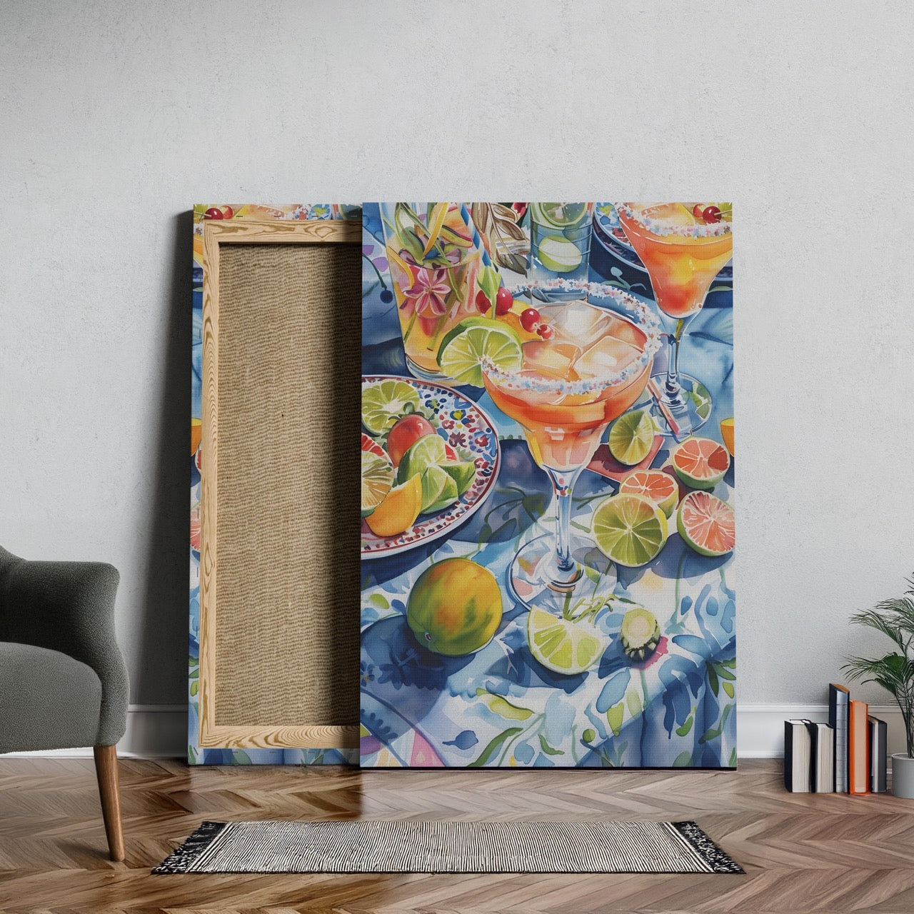 Tropical Sunshine Citrus Cocktail - Framed Canvas Wall Art Print - House Prints