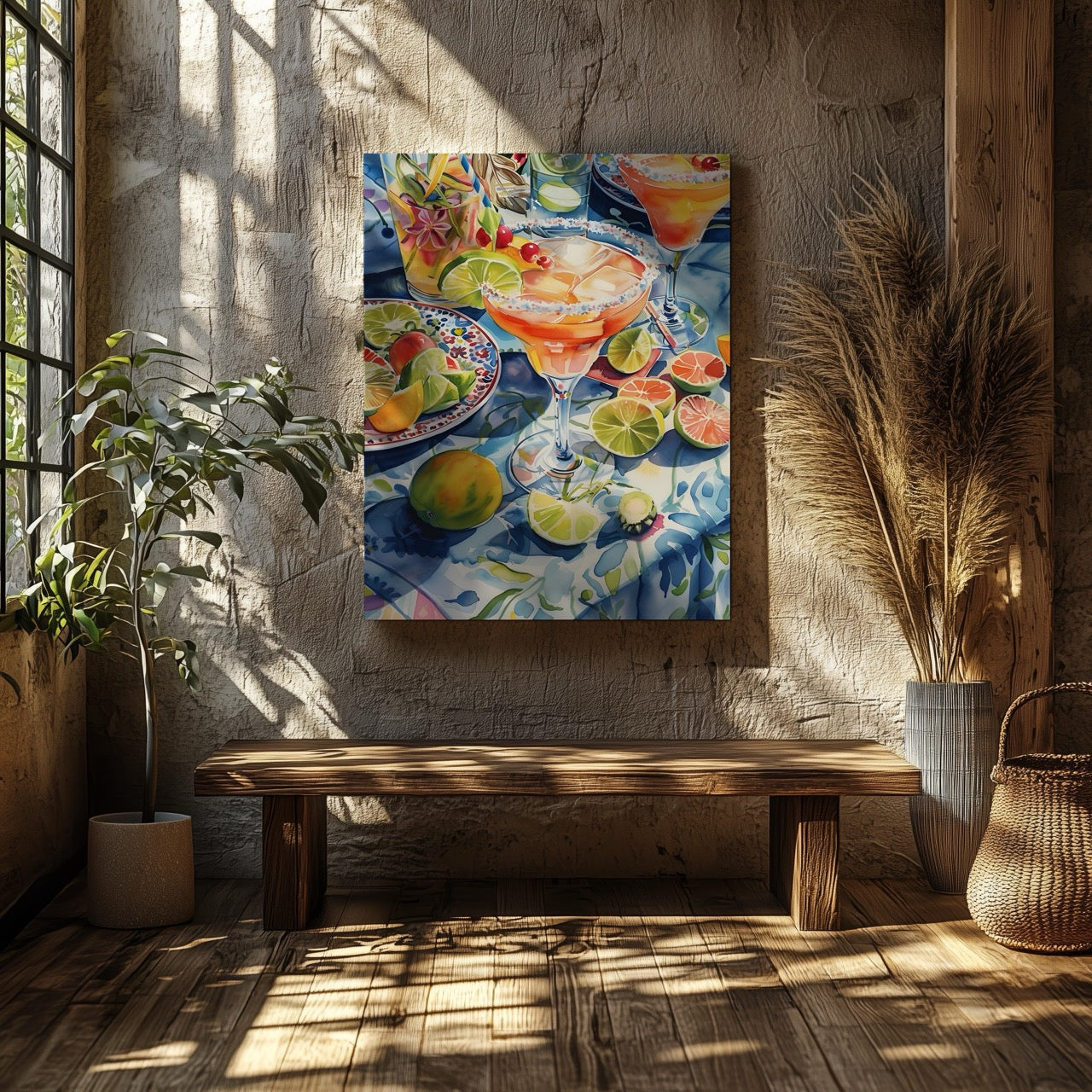 Tropical Sunshine Citrus Cocktail - Framed Canvas Wall Art Print - House Prints