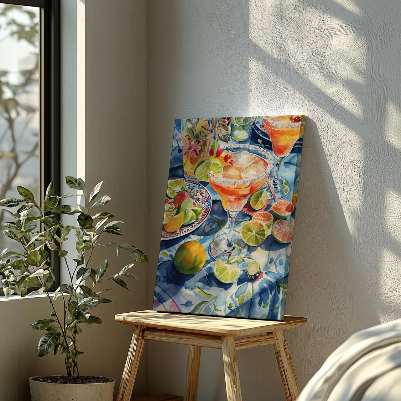 Tropical Sunshine Citrus Cocktail - Framed Canvas Wall Art Print - House Prints