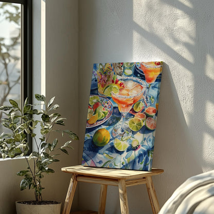 Tropical Sunshine Citrus Cocktail - Framed Canvas Wall Art Print - House Prints