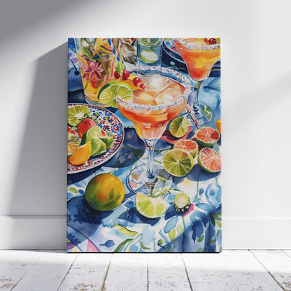 Tropical Sunshine Citrus Cocktail - Framed Canvas Wall Art Print - House Prints