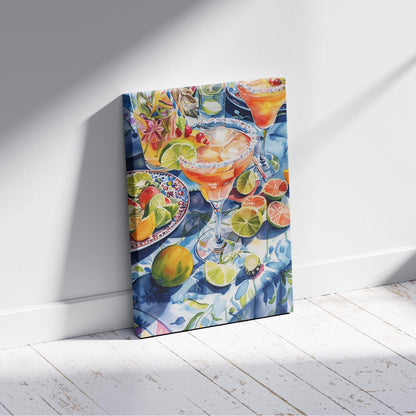 Tropical Sunshine Citrus Cocktail - Framed Canvas Wall Art Print - House Prints