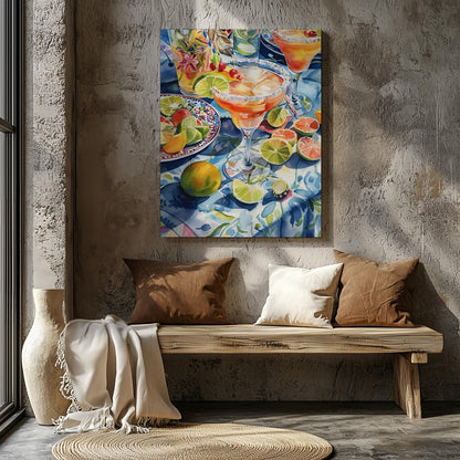 Tropical Sunshine Citrus Cocktail - Framed Canvas Wall Art Print - House Prints