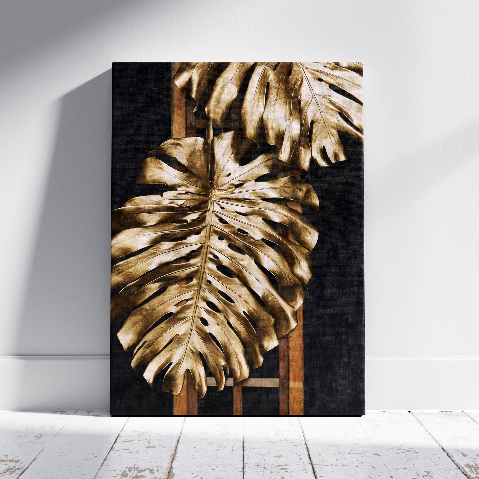 Tropical Gold Leaf Fashion - Framed Canvas Wall Art Print - House Prints