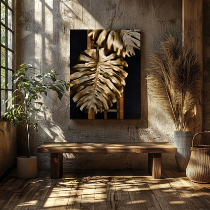 Tropical Gold Leaf Fashion - Framed Canvas Wall Art Print - House Prints