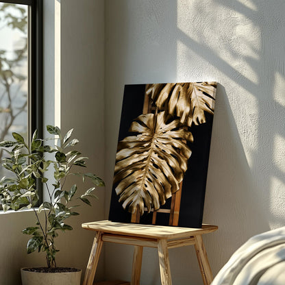 Tropical Gold Leaf Fashion - Framed Canvas Wall Art Print - House Prints