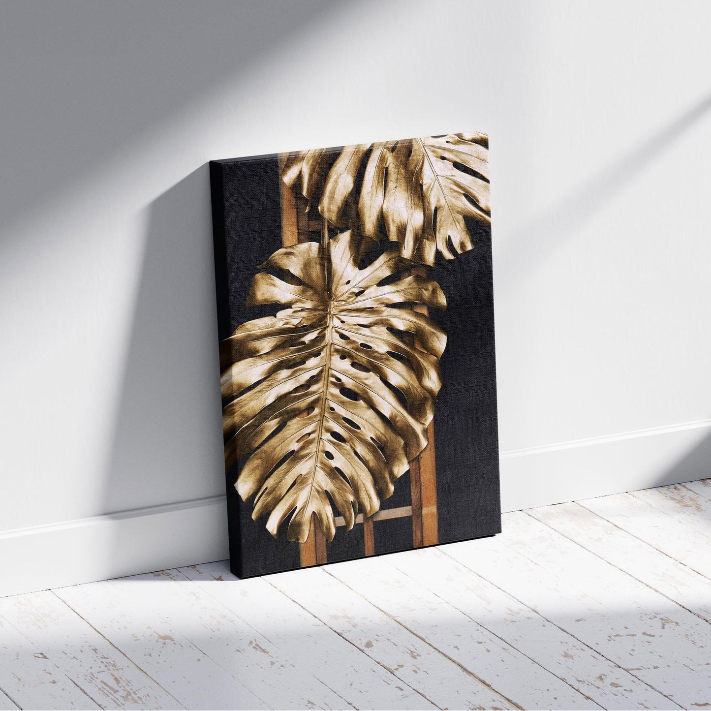 Tropical Gold Leaf Fashion - Framed Canvas Wall Art Print - House Prints