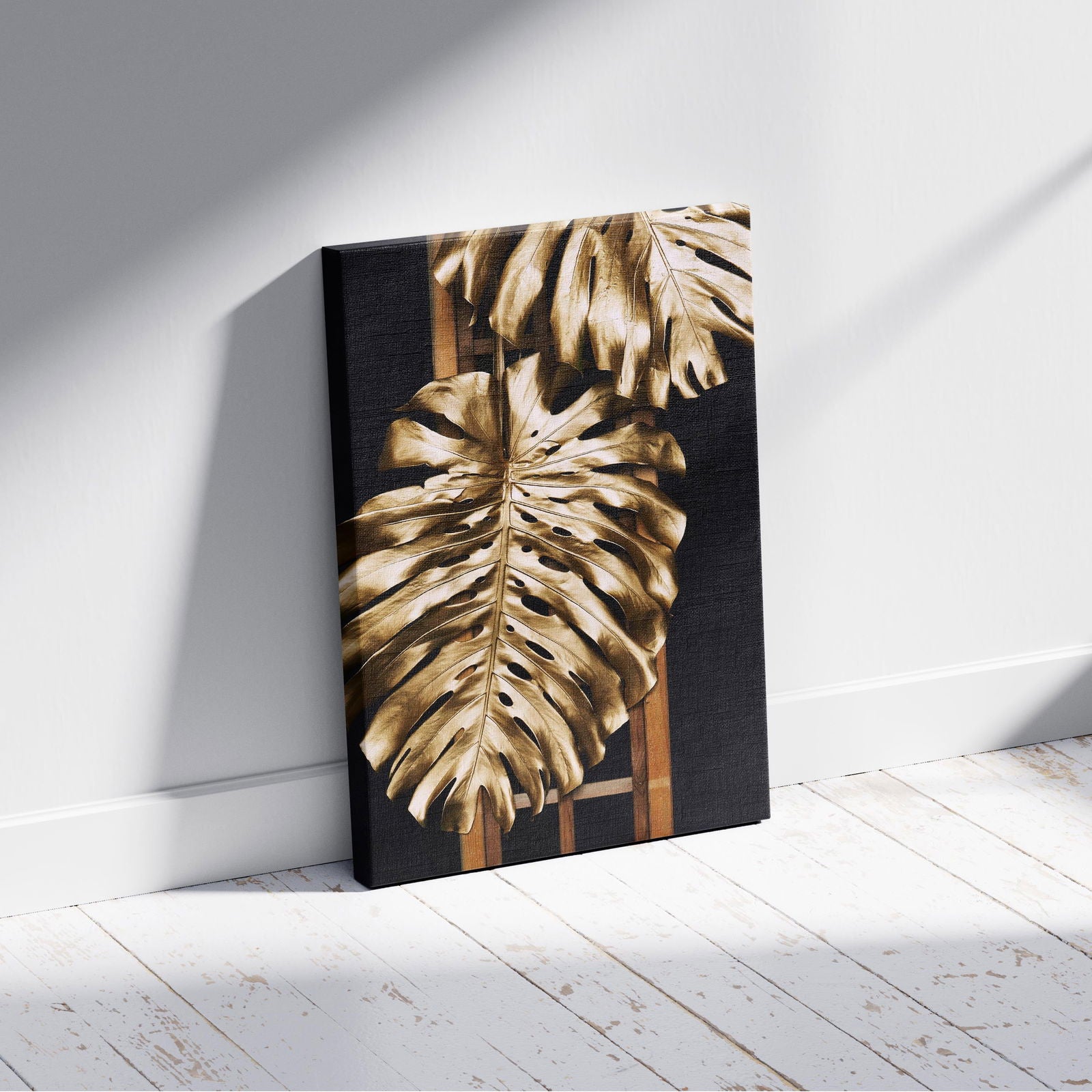 Tropical Gold Leaf Fashion - Framed Canvas Wall Art Print - House Prints