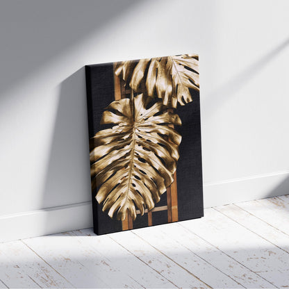 Tropical Gold Leaf Fashion - Framed Canvas Wall Art Print - House Prints