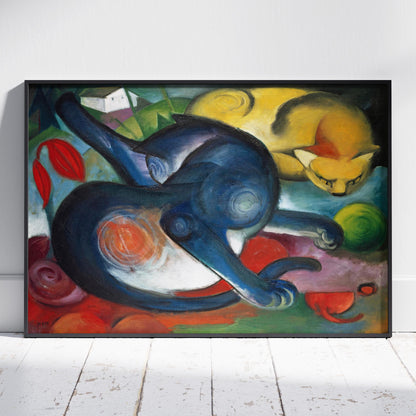 Two Cats, Blue & Yellow - Franz Marc - Rolled Poster Wall Art Print - House Prints