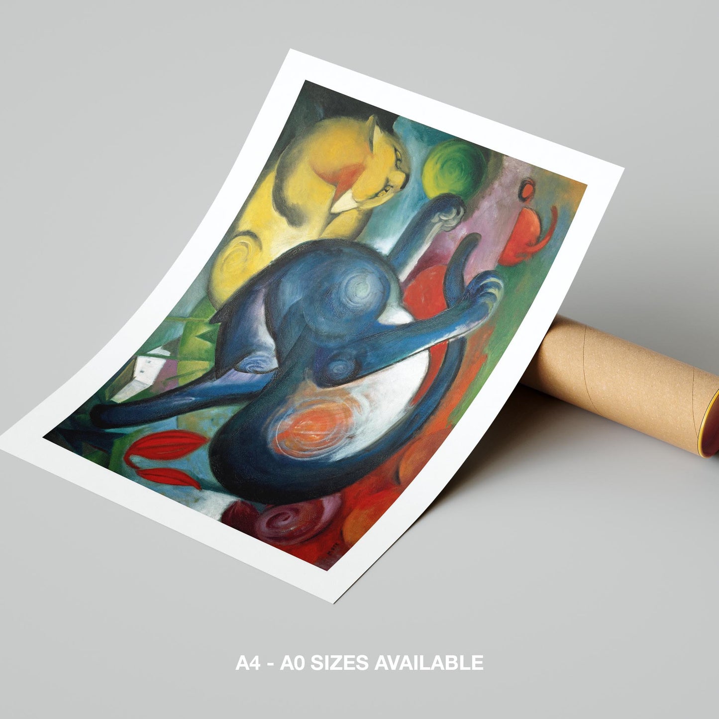 Two Cats, Blue & Yellow - Franz Marc - Rolled Poster Wall Art Print - House Prints