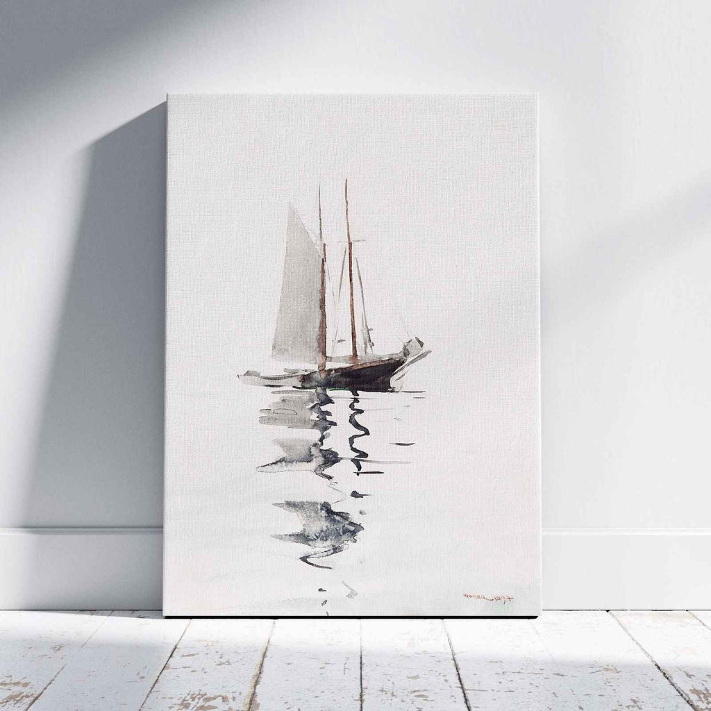 Two–masted Schooner With Dory - Winslow Homer - Framed Canvas Wall Art Print | House Prints