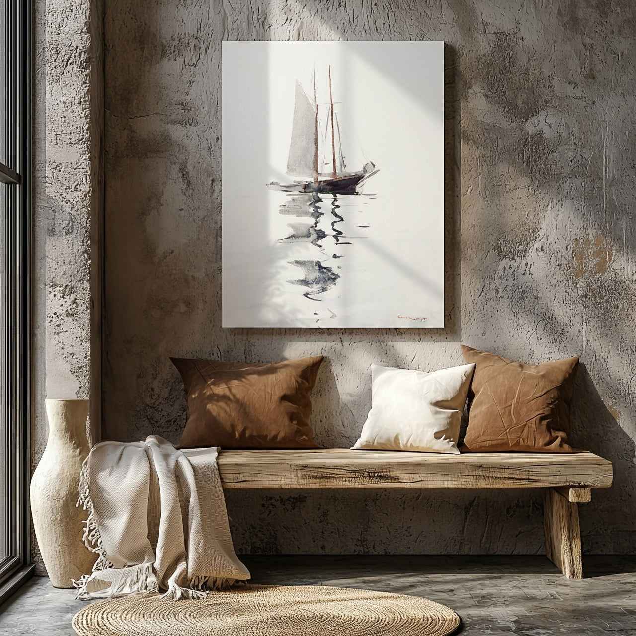 Two–masted Schooner With Dory - Winslow Homer - Framed Canvas Wall Art Print | House Prints