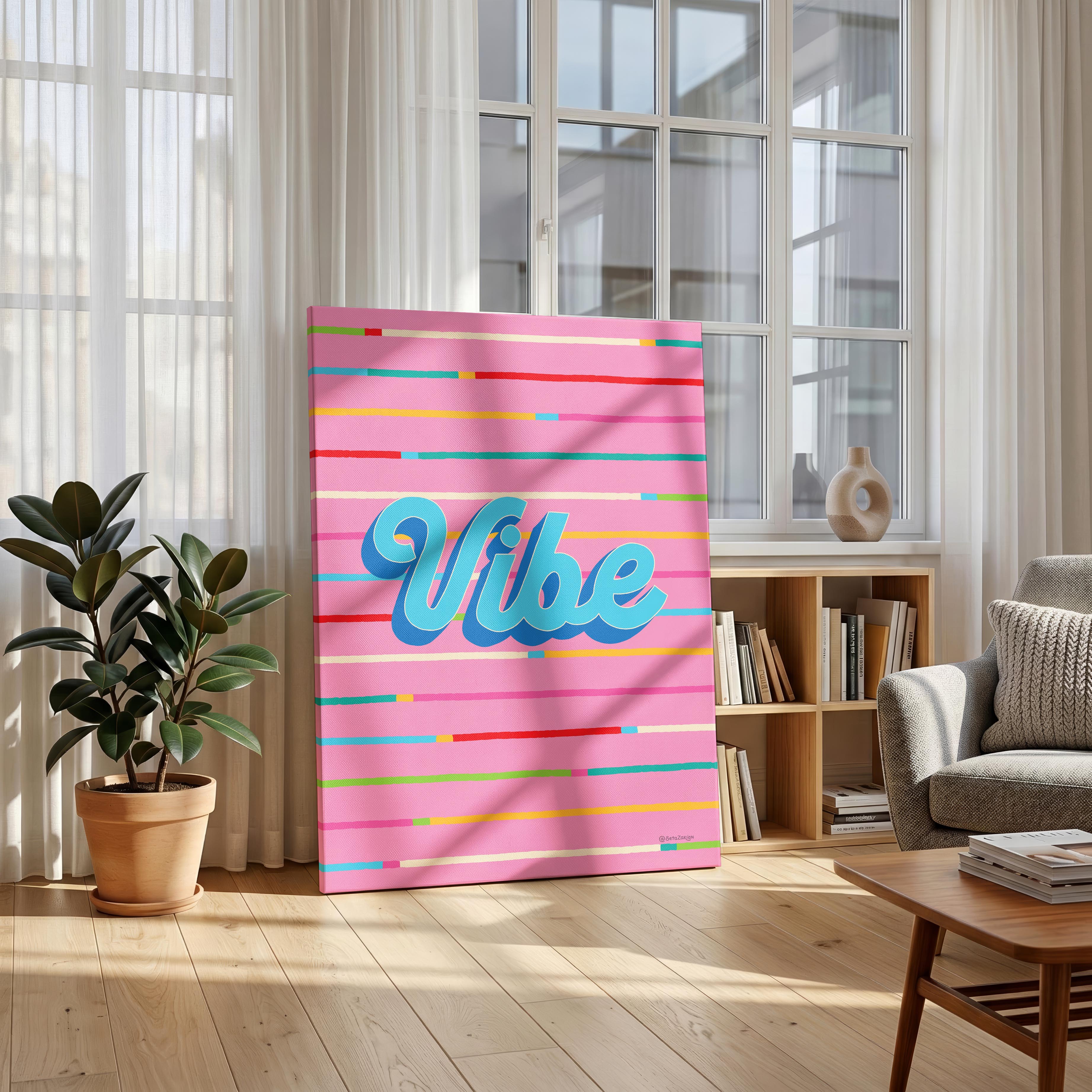 Vibe Stripe Hype 2 - Seta Zakian - Framed Canvas Wall Art Print | House Prints