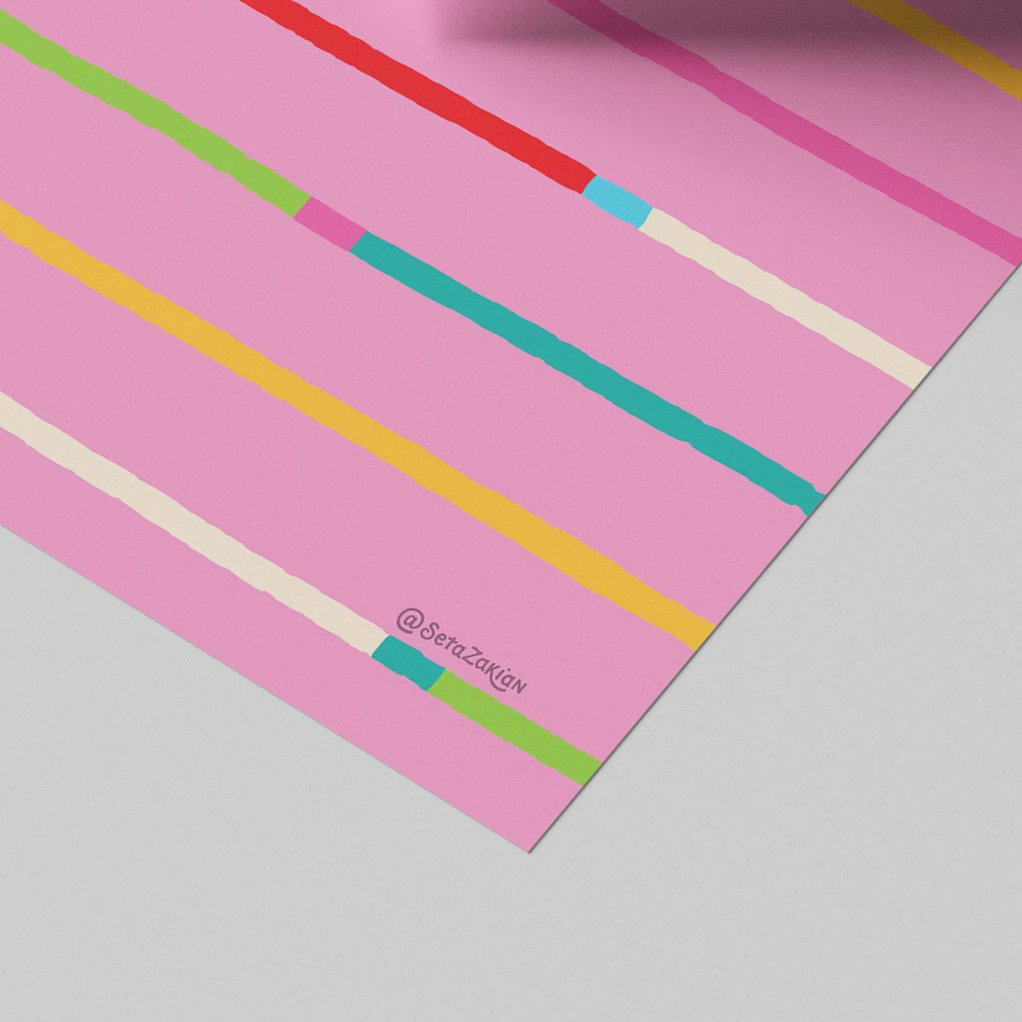 Vibe Stripe Hype 2 - Seta Zakian - Rolled Poster Wall Art Print | House Prints