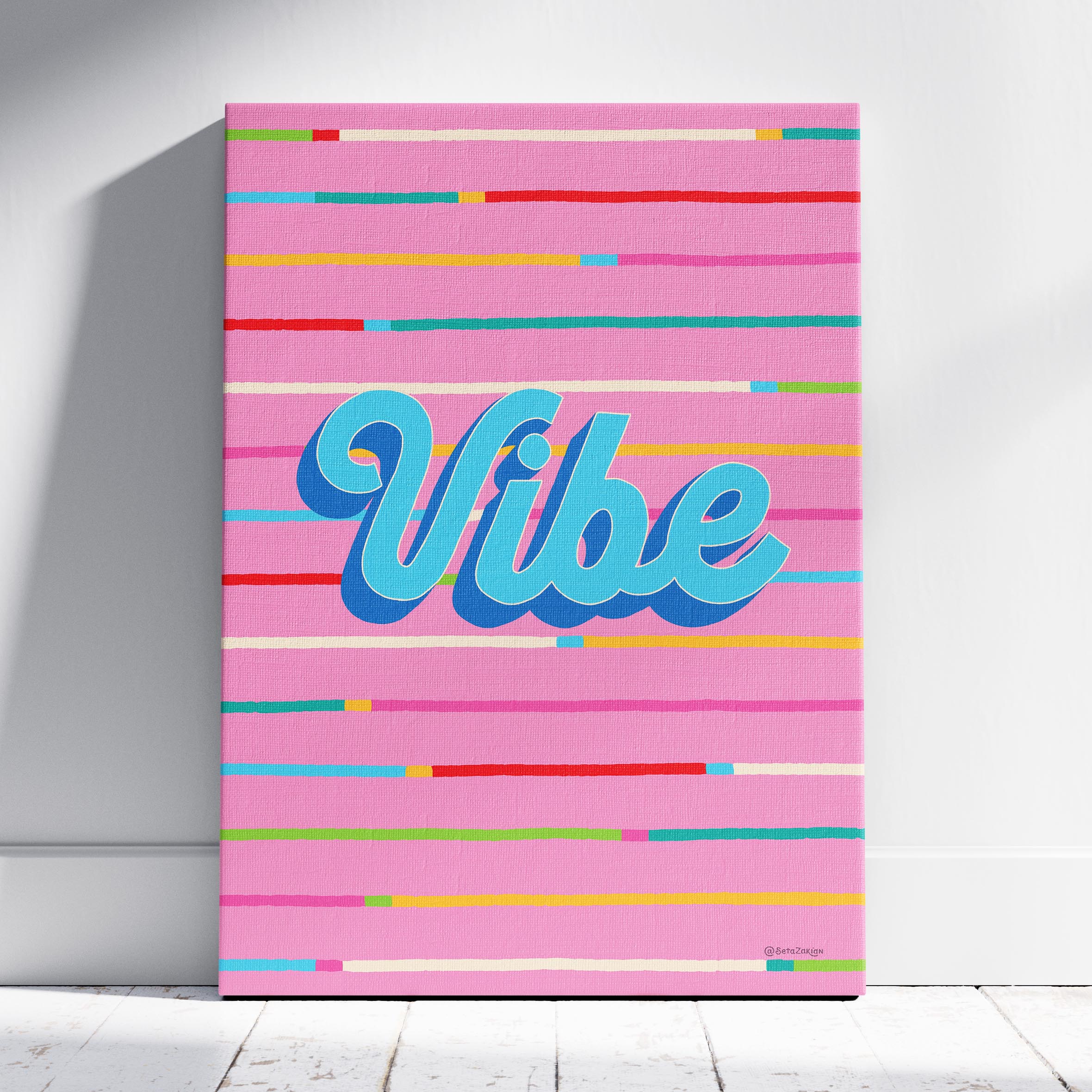 Vibe Stripe Hype 2 - Seta Zakian - Framed Canvas Wall Art Print | House Prints