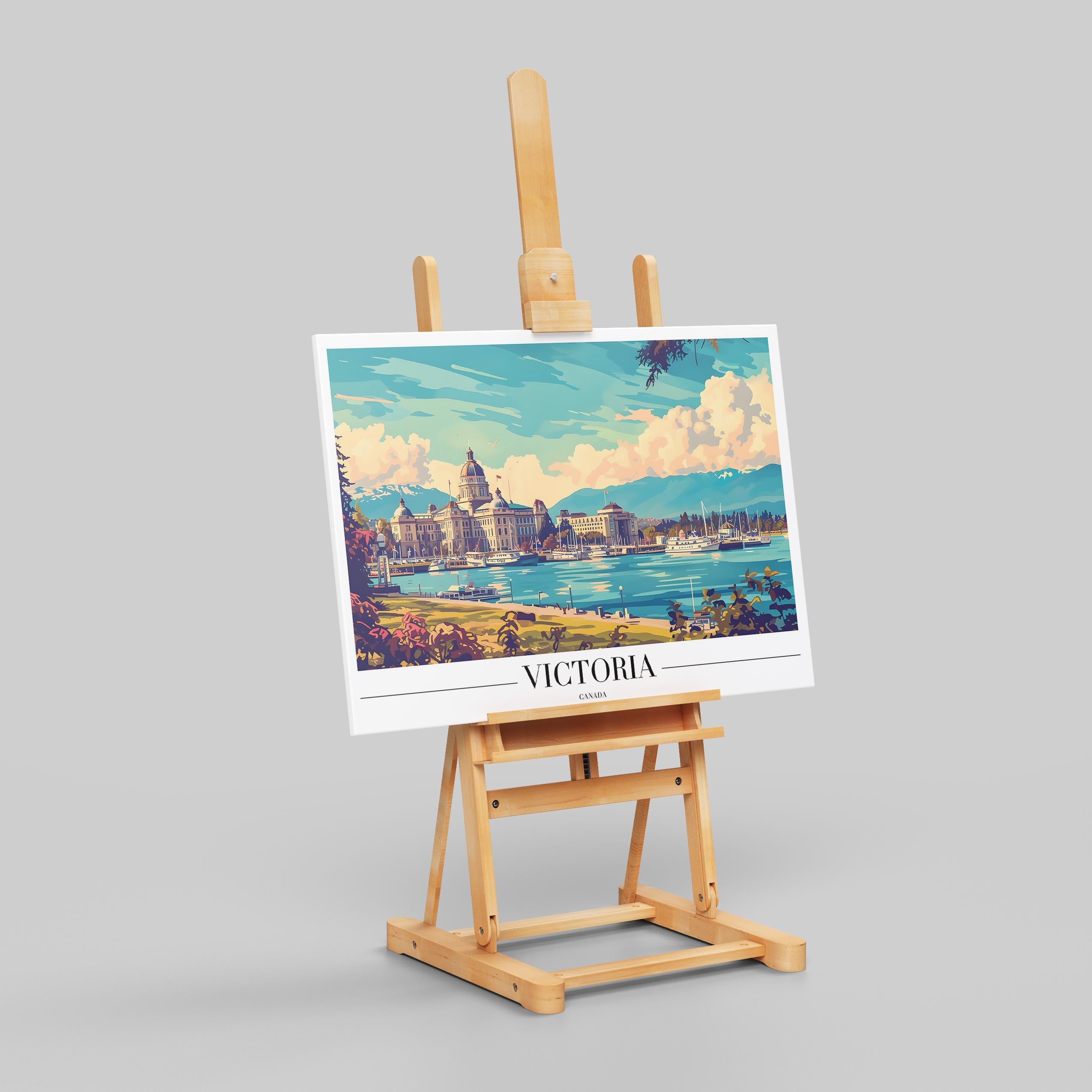 Victoria Harbour Canada World Travel - Framed Canvas Wall Art Print | House Prints