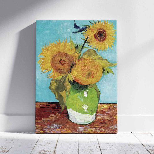Vase with Three Sunflowers - Vincent van Gogh - Framed Canvas Wall Art Print - House Prints