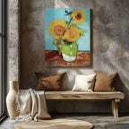 Vase with Three Sunflowers - Vincent van Gogh - Framed Canvas Wall Art Print | House Prints