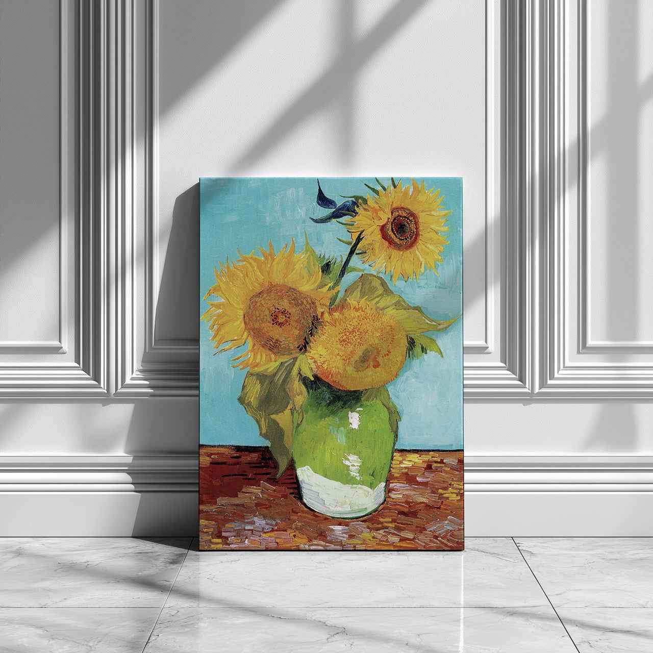 Vase with Three Sunflowers - Vincent van Gogh - Framed Canvas Wall Art Print - House Prints