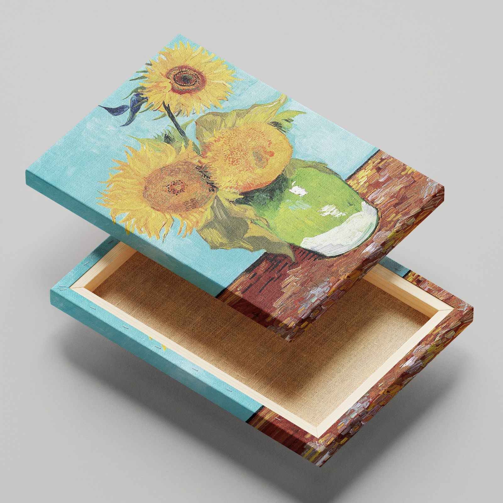 Vase with Three Sunflowers - Vincent van Gogh - Framed Canvas Wall Art Print - House Prints