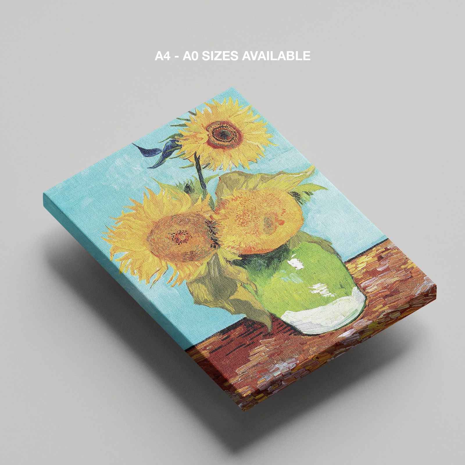 Vase with Three Sunflowers - Vincent van Gogh - Framed Canvas Wall Art Print - House Prints
