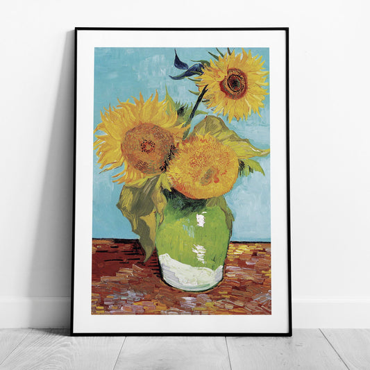 Vase with Three Sunflowers - Vincent van Gogh - Rolled Poster Wall Art Print - House Prints