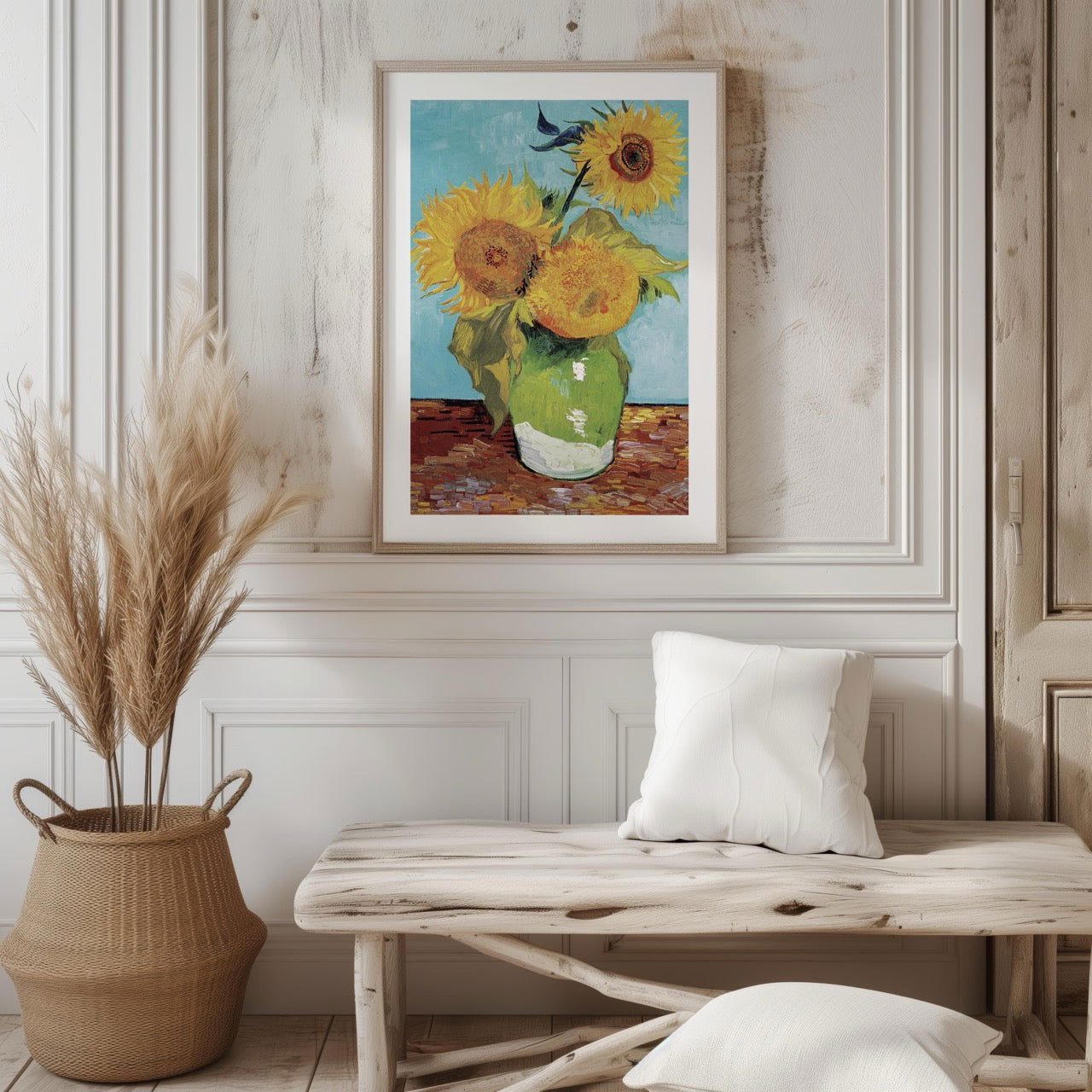 Vase with Three Sunflowers - Vincent van Gogh - Rolled Poster Wall Art Print - House Prints