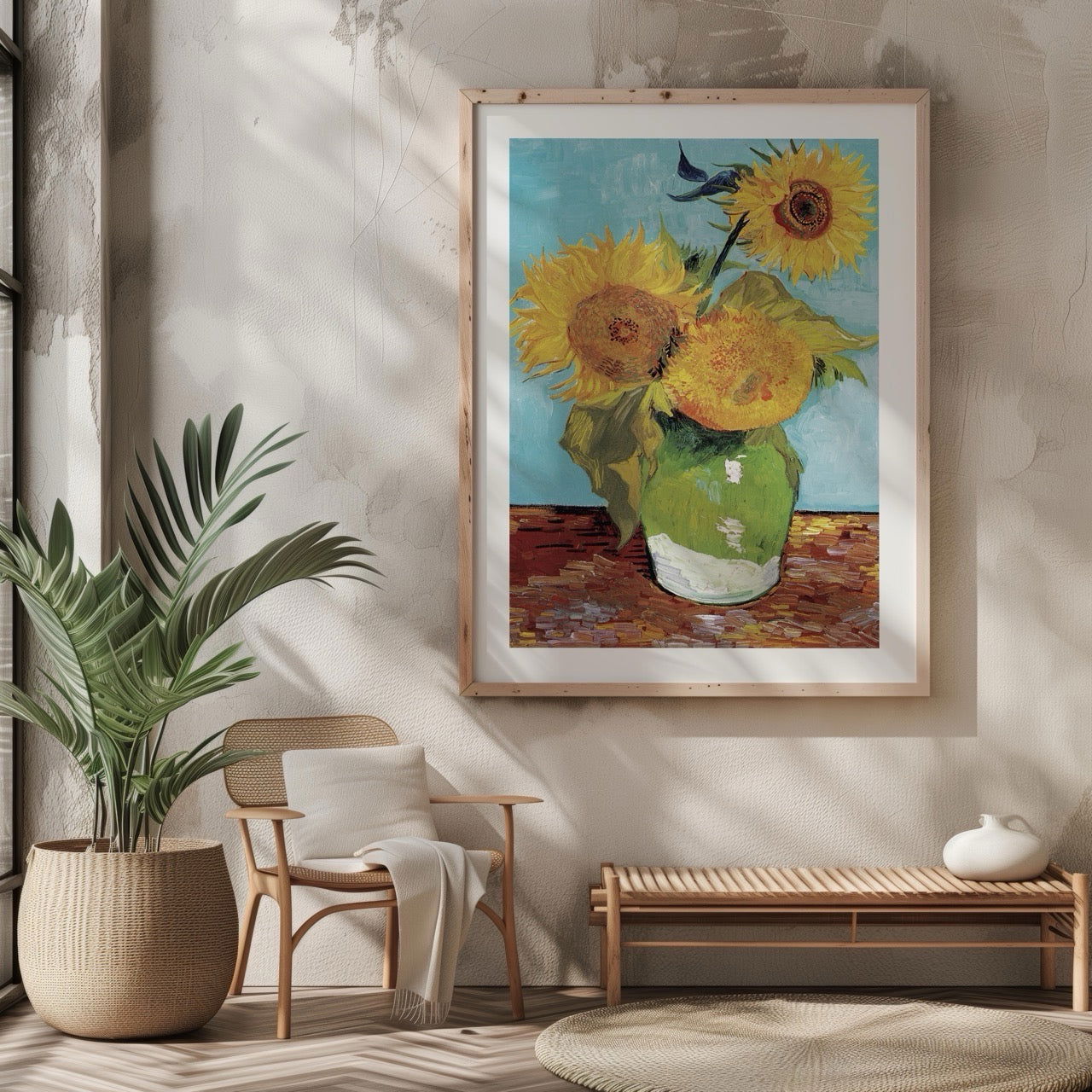 Vase with Three Sunflowers - Vincent van Gogh - Rolled Poster Wall Art Print - House Prints