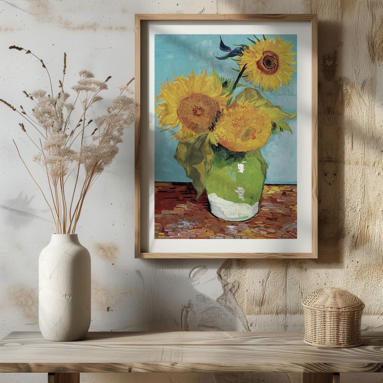 Vase with Three Sunflowers - Vincent van Gogh - Rolled Poster Wall Art Print | House Prints