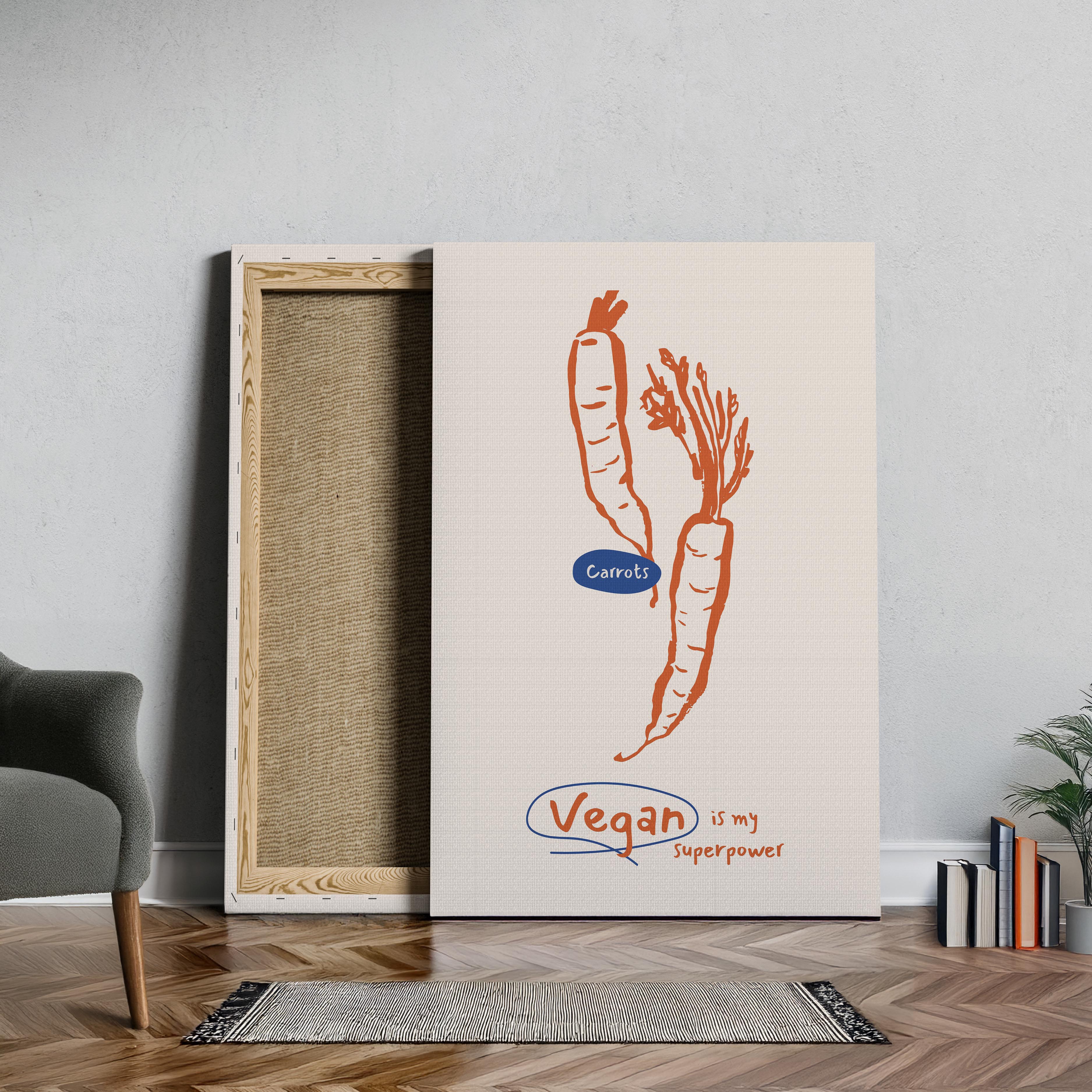 Vegan Is My Super Power Kitchen Food - Framed Canvas Wall Art Print | House Prints