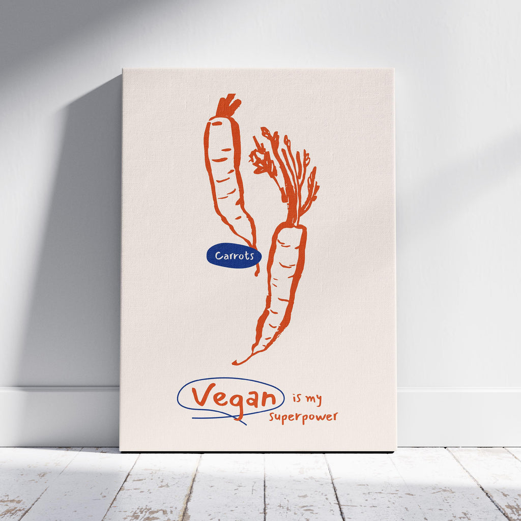 Vegan Is My Super Power Kitchen Food - Framed Canvas Wall Art Print | House Prints
