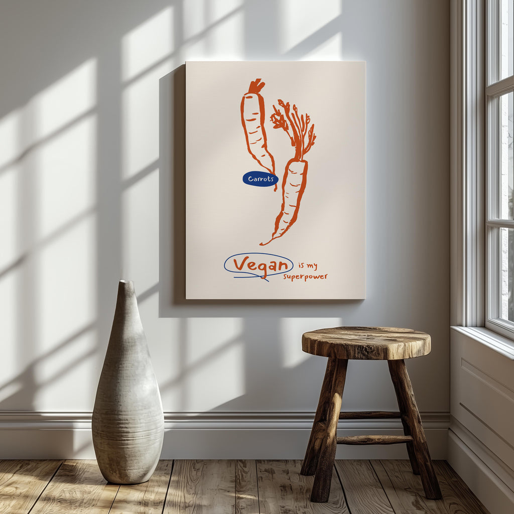 Vegan Is My Super Power Kitchen Food - Framed Canvas Wall Art Print | House Prints