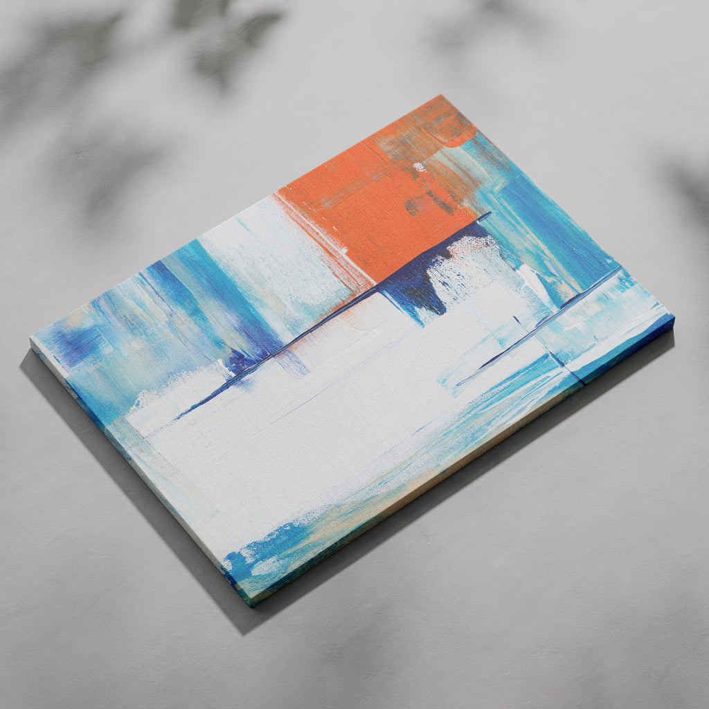 Vibrant Abstract Blue Horizon Layers - Framed Canvas Wall Art Print | House Prints