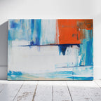 Vibrant Abstract Blue Horizon Layers - Framed Canvas Wall Art Print | House Prints