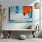 Vibrant Abstract Blue Horizon Layers - Framed Canvas Wall Art Print | House Prints