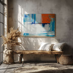 Vibrant Abstract Blue Horizon Layers - Framed Canvas Wall Art Print | House Prints