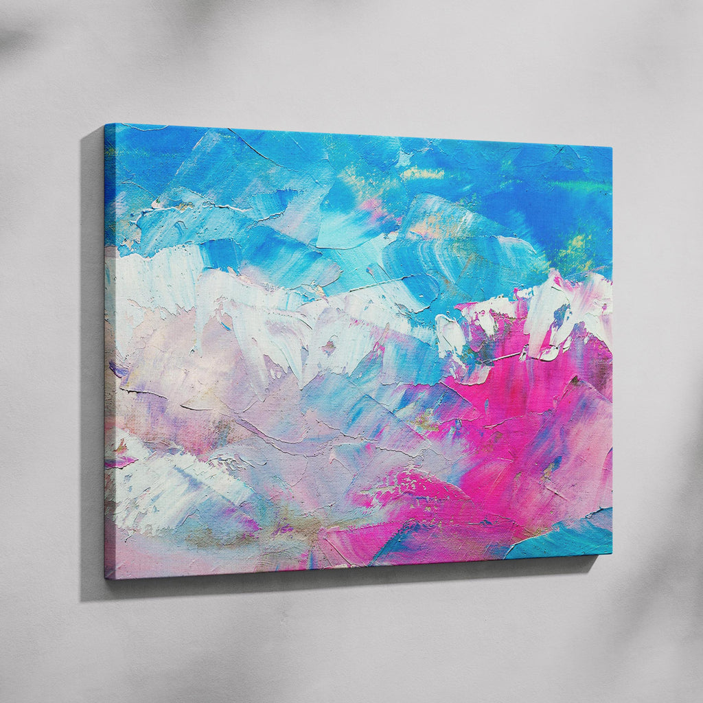 Vibrant Abstract Blue & Pink Hues - Framed Canvas Wall Art Print | House Prints