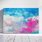 Vibrant Abstract Blue & Pink Hues - Framed Canvas Wall Art Print | House Prints
