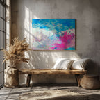 Vibrant Abstract Blue & Pink Hues - Framed Canvas Wall Art Print | House Prints
