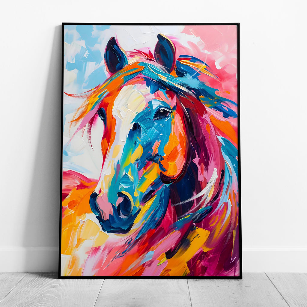 Vibrant Abstract Horse Colourful Brushstrokes - Rolled Poster Wall Art Print