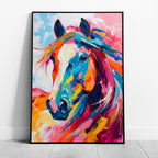 Vibrant Abstract Horse Colourful Brushstrokes - Rolled Poster Wall Art Print