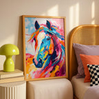Vibrant Abstract Horse Colourful Brushstrokes - Rolled Poster Wall Art Print