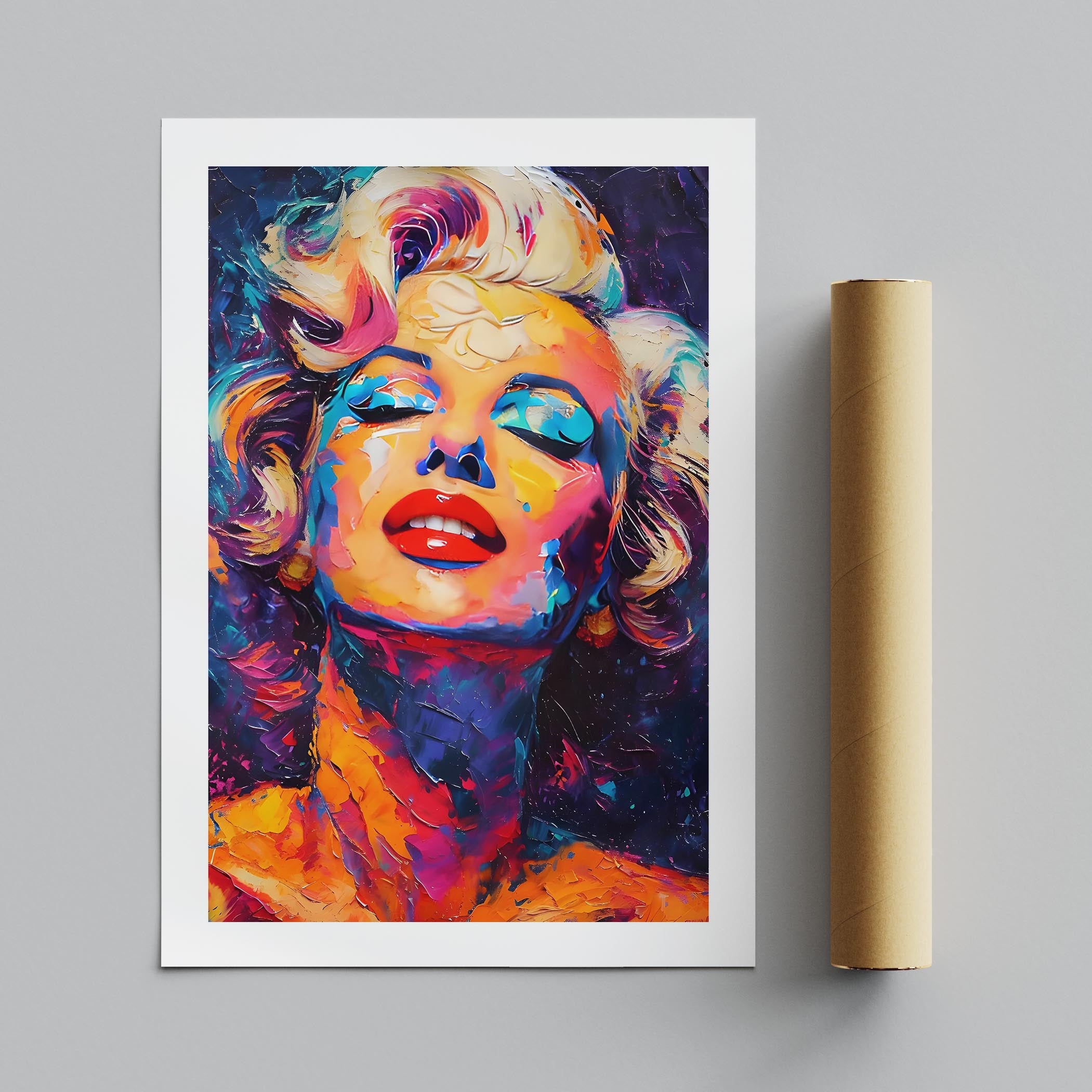 Vibrant Abstract Pop Art Icon Portrait - Rolled Poster Wall Art Print