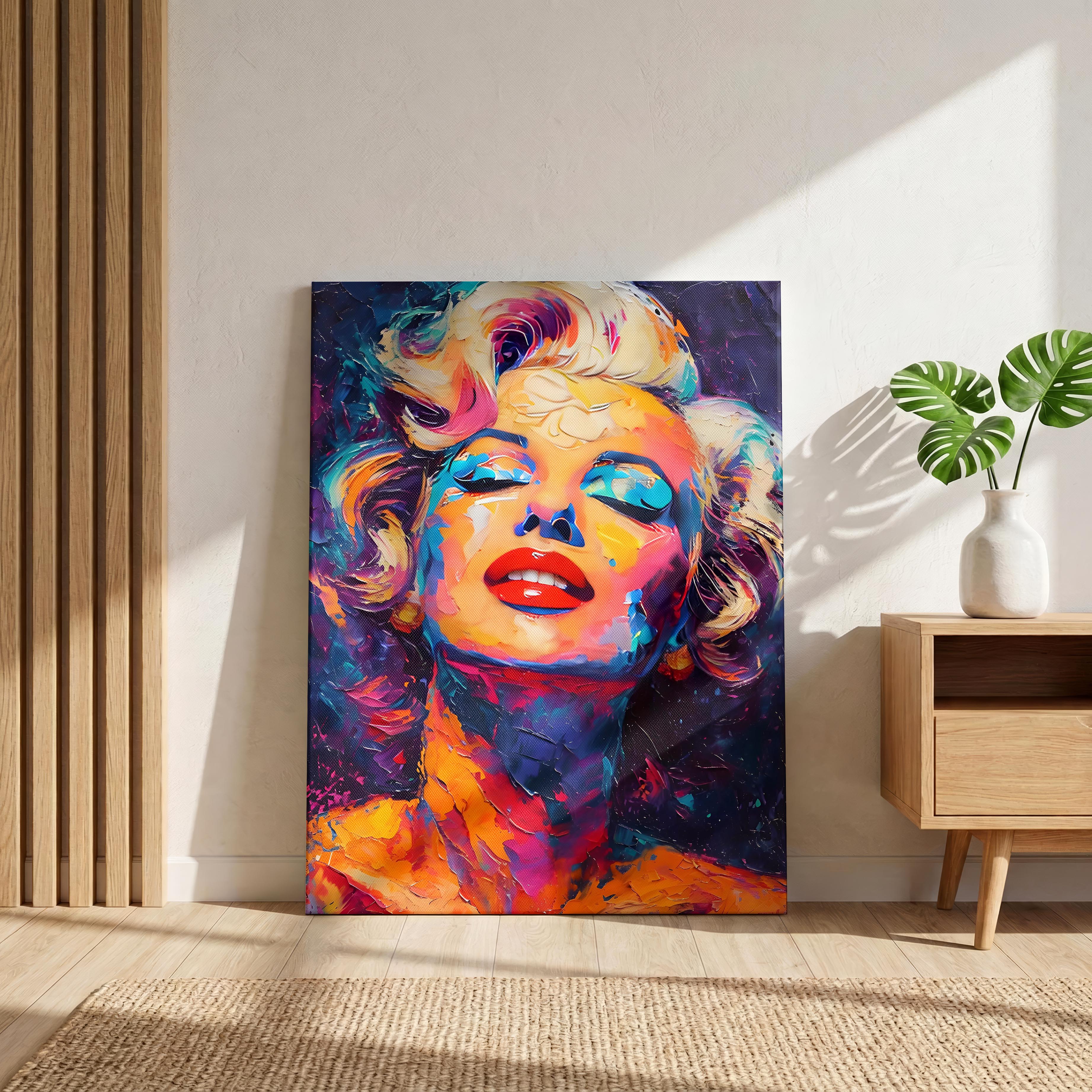 Vibrant Abstract Pop Art Icon Portrait - Framed Canvas Wall Art Print