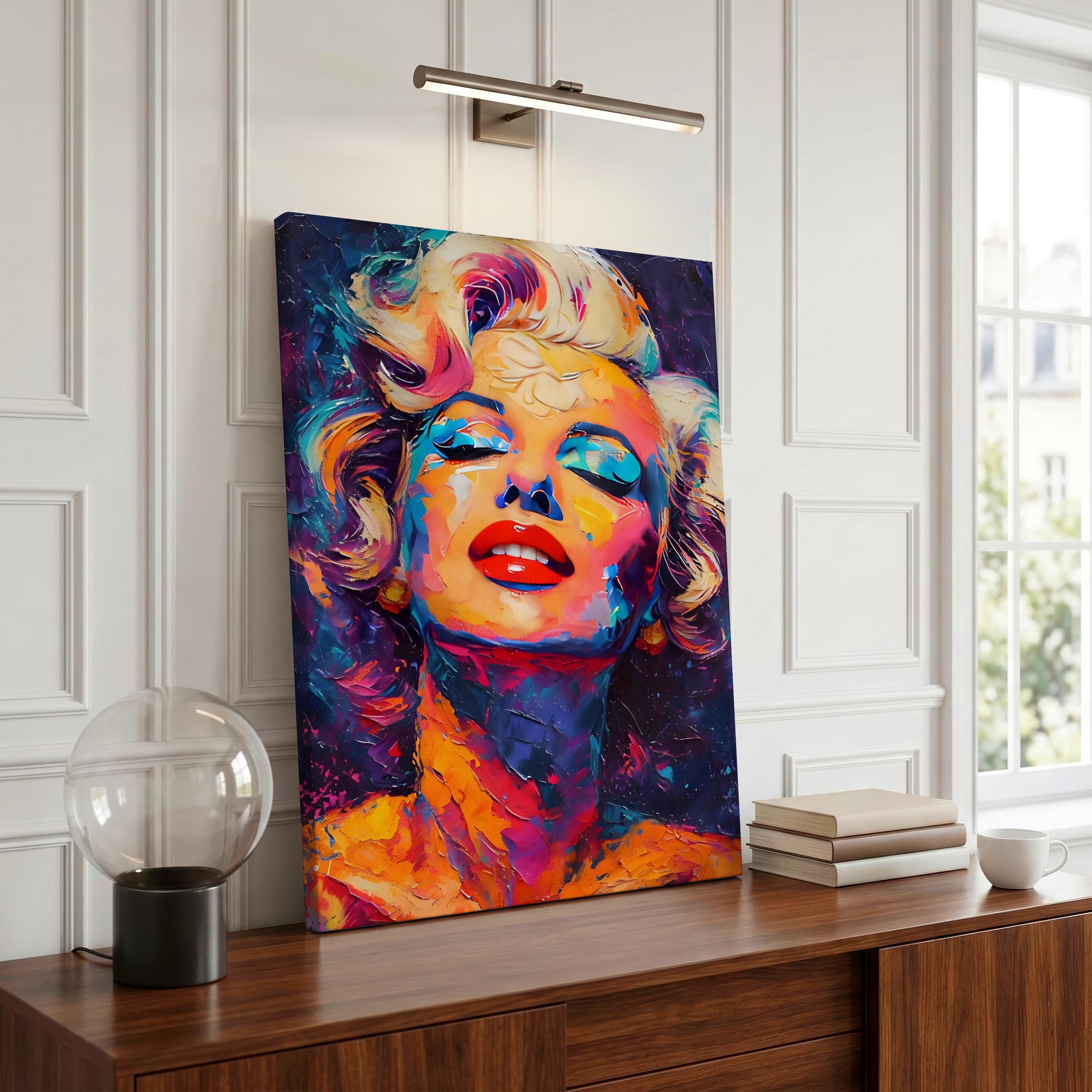 Vibrant Abstract Pop Art Icon Portrait - Framed Canvas Wall Art Print